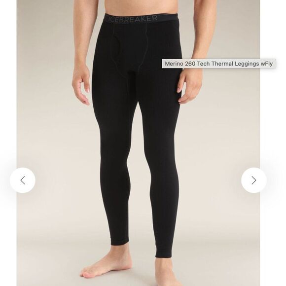 Icebreaker Men's Merino 260 Tech Thermal Leggings wFly Size XL Black Base Layer - Picture 1 of 5